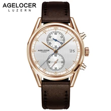 AGELOCER men famous brand chronograph portuguese electronic watch men Analog With Stainless Steel Band erkek kol