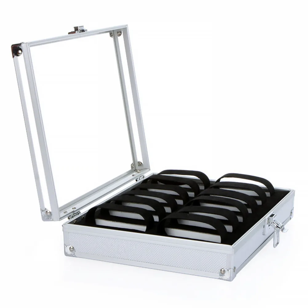 

With Lock Watch Display Case Storage Aluminium Alloy Wrist Organizer 12 Grid