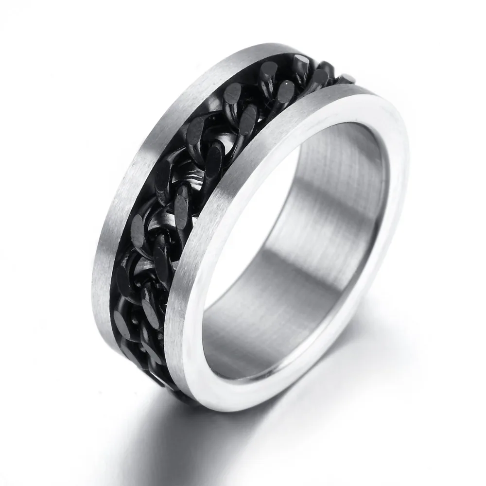 new Fashion Men's Ring The Punk Rock Accessories Stainless Steel Black