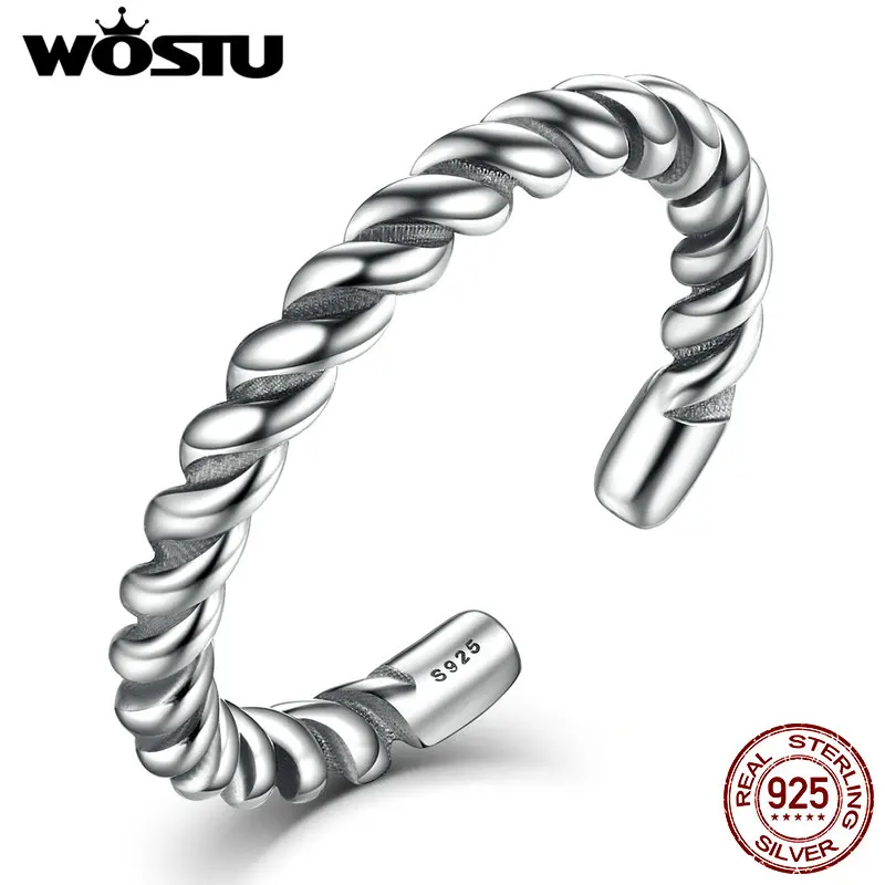 

2017 Wholesale New Fashion 925 Sterling Silver Stackable Rope Open Finger Rings For Women Fine Jewelry Gift CSR021