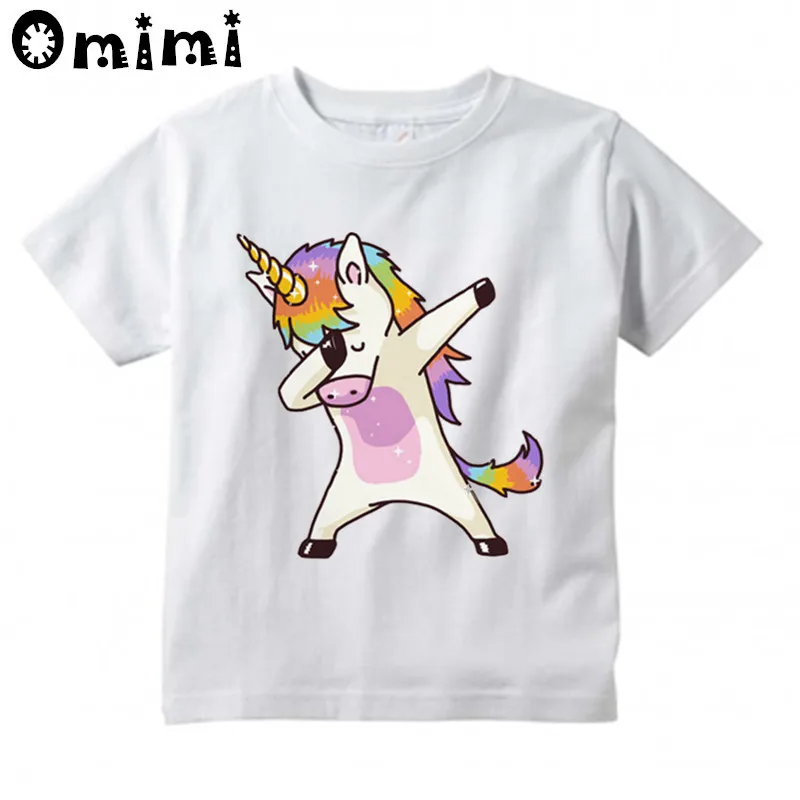 

Harajuku Dabbing Unicorn Printed Children Casual T Shirt Boys and Girls Funny Tops Kids Great T-Shirt
