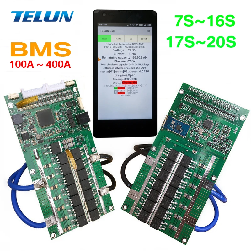 Новая 80 400A интеллектуальная Bluetooth Беспроводная BMS 7 20S серия литиевая батарея