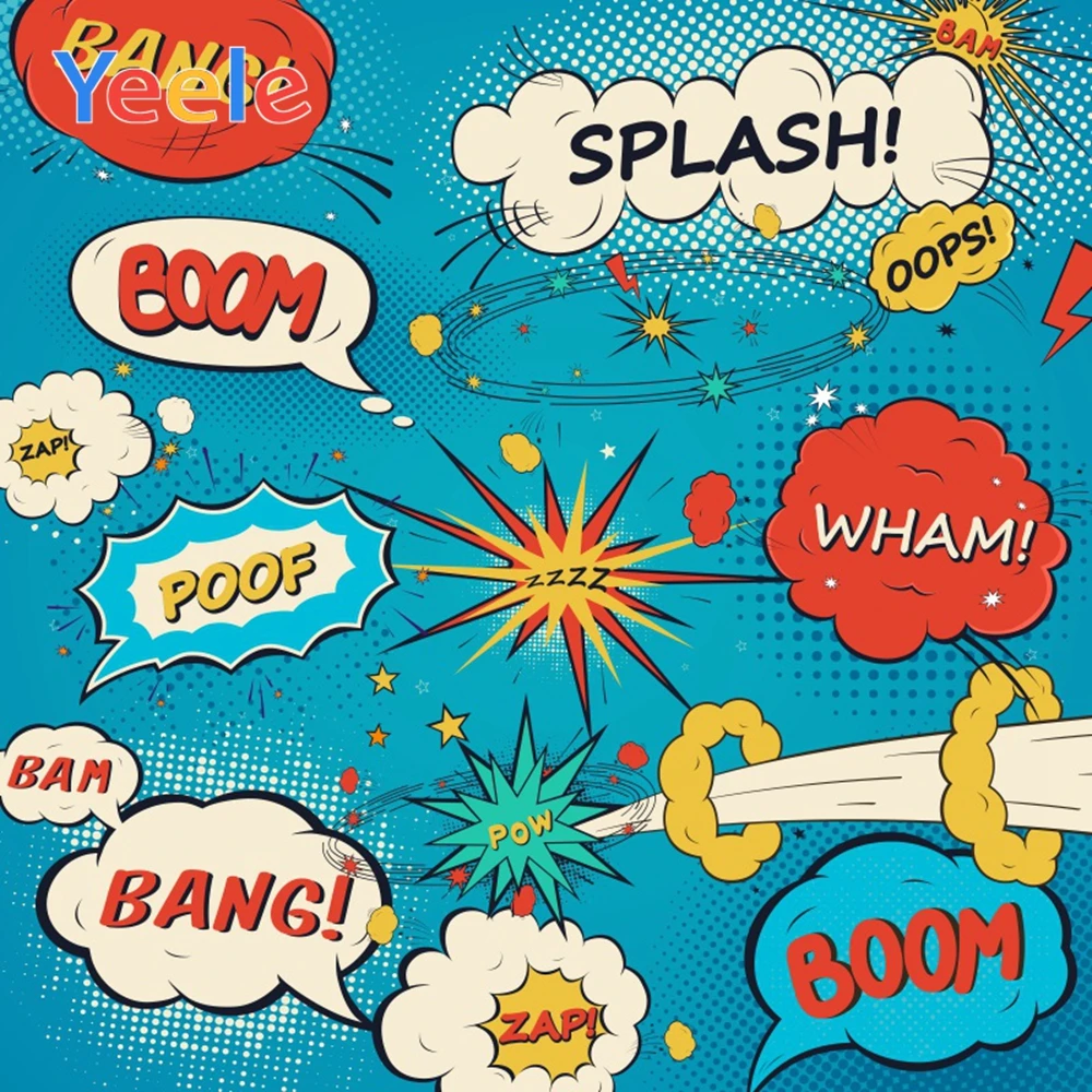 

Yeele Splash Boom Comic Background Wall Baby Child Portrait Scene Photography Seamless Banner Photographic Studio Photo Backdrop