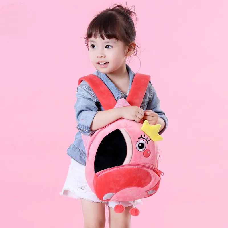 

kawaii Animal Plush Backpack Flamingo Leopard Butterfly Cute Children Backpack Girl Bag Anime Schoolbag Kindergarten Bag