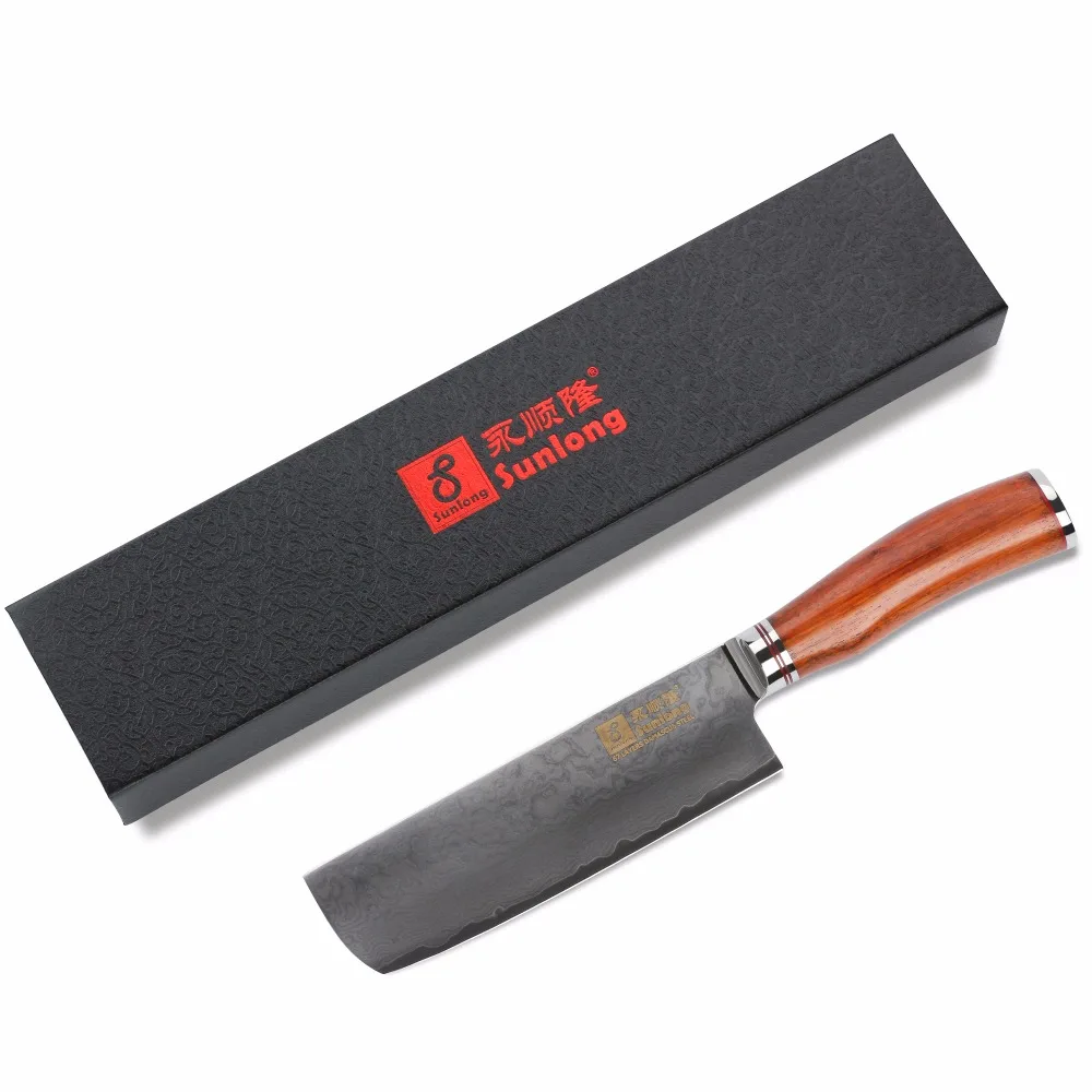 Sunlong Nakiri 6 5 дюймов Usuba японский VG10 забитая Дамасская сталь 67 слой Палисандр
