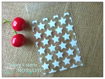 

100pcs/lot Cookie plastic bags White stars Biscuit packaging bags 7.5x10cm gift bags