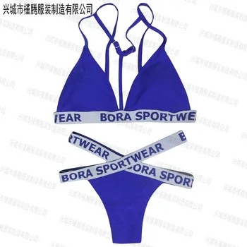 

Women's Back Letters Letter Triangle Bikini Set Cut Out Swimwear Swimsuit Beach Wear Suit S M L ensemble de bikini