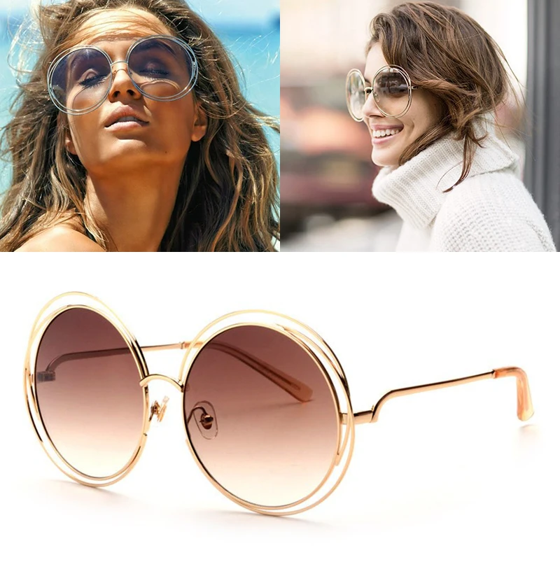 

JackJad Fashion Oversize Round Metal Frame Sunglasses Women Brand Design Round Circle Shape Sun Glasses Oculos De Femininos 846