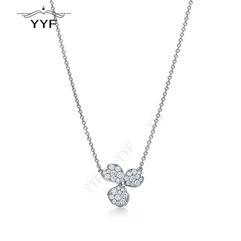 

TIFF S925 Silver Clover Necklace Originally Created 1:1 High Quality Charm Pendant Necklace Suitable for Valentine's Day Gifts