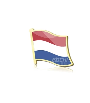 

2 pcs Gold plated National flag of Holland collar badge brassard National symbol Netherlands collectible emblem metal art