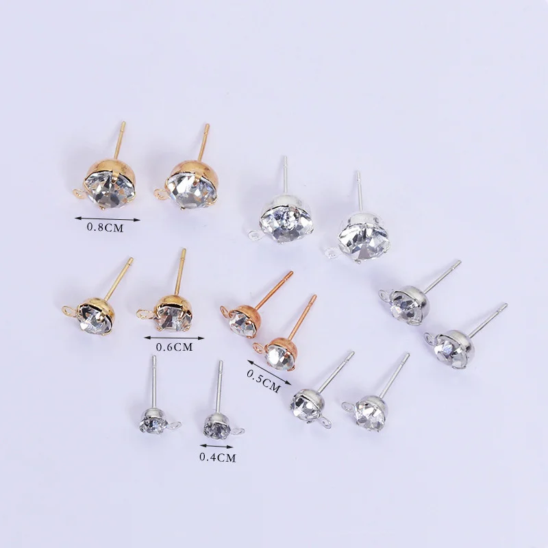 

Wholesale 200pcs/Lot Shiny Rhinestone With Hanging Stud Earrings For Women Diy Handmade Earring Jewelry Findings Bijoux Gift