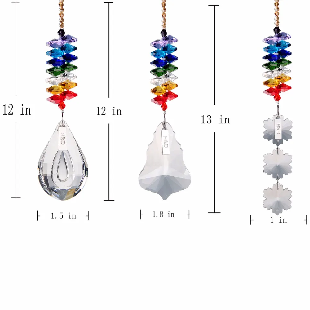 H& D 3 шт./набор, чакра, окно, кристаллы, сад, Ловец Солнца, радуга, чайник, висячие, кристалл, свадебное украшение