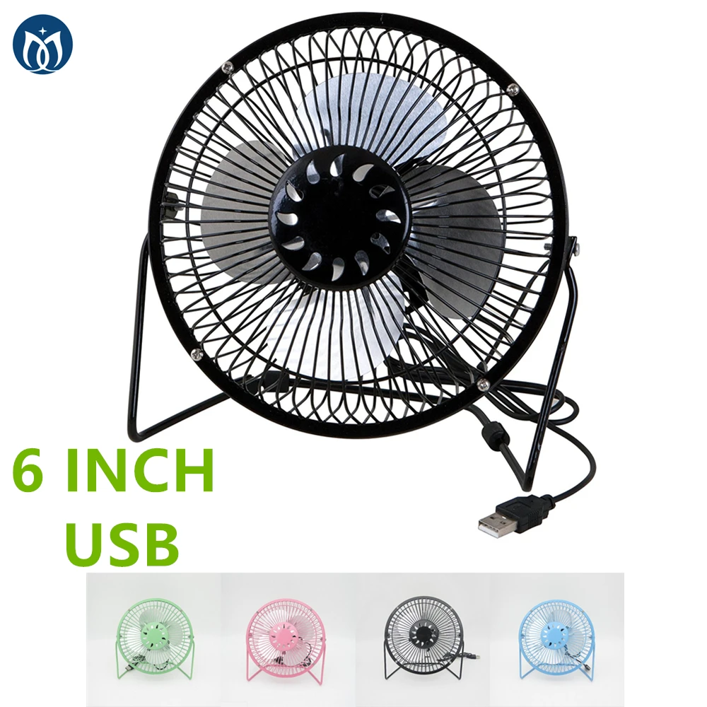 

6 inch Mini Desk Fan Quiet Operation Small Personal Fan Metal Design with 360 Rotation Light Cool Breeze for Home Office Laptop