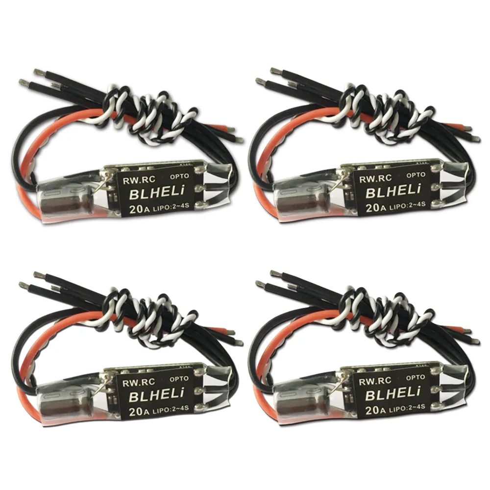 

4pcs/lot 6g RW.RC Mini 20A 20 AMP BLHeli ESC OPTO PWM 2 - 4S V14.2 for QAV250 Quadcopter Newest