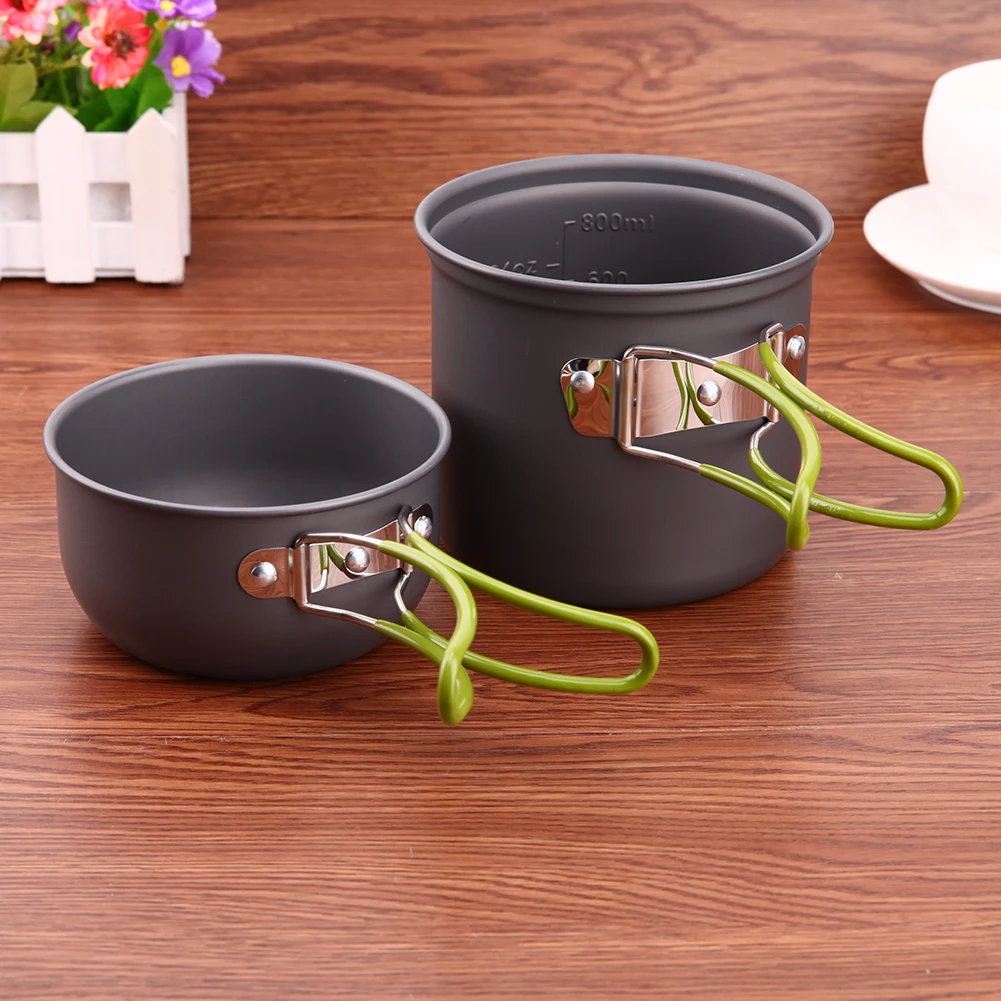 Ultraligero Camping al aire libre utensilios senderismo Picnic mochilero vajilla Pot Pan 1-2persons olla antiadherente sartenes Bowls