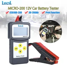 Ferramenta de diagnóstico profissional lancol micro 200 testador bateria carro veículo analisador 12v cca bateria sistema tester usb para impressão