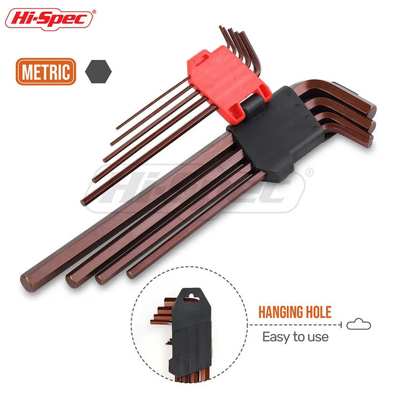 Hi-Spec Prefessional 9 Unid métrica S2 largo medio Llaves hexagonales llave de torsión Set Universal llave Hexagonal conjunto llave Allen