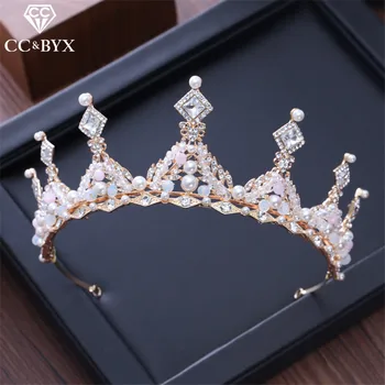 

CC big tiaras and crowns hairbands luxury engagement wedding hair accessories for bride party beach queen jewelry pearl XY186