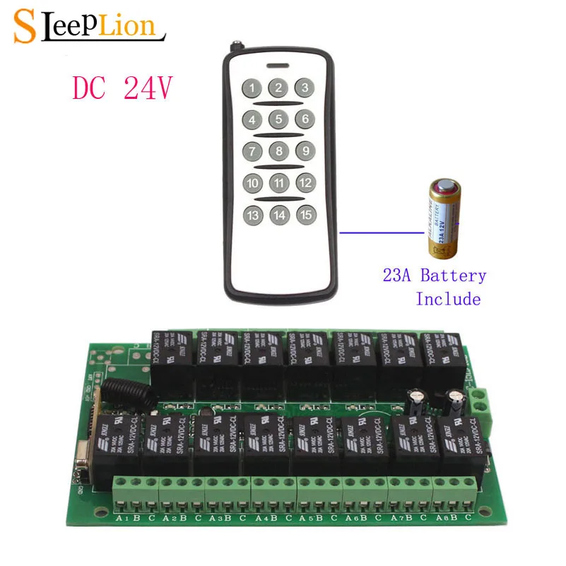 

Sleeplion 15CH 24V Wireless Switch Remote Relay Switch 24V 10A 15CH Relay Module 15 Channel 315MHz/433MHz Transmitter Receiver