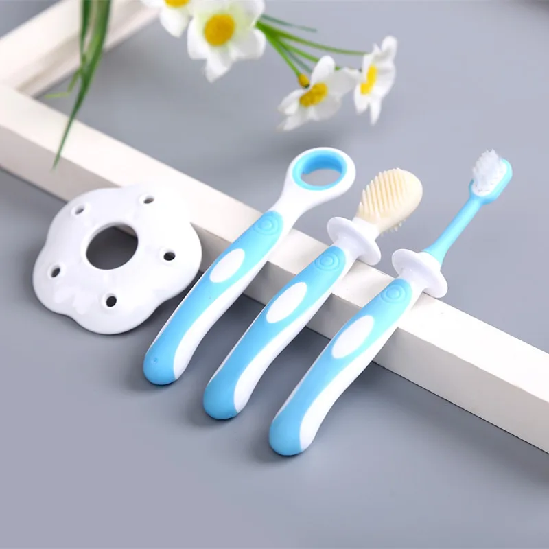 3pcs/a Set Infant Baby Toothbrush Silicone Baby Care Teether Shapes Training Safe Tongue Brush Kids Learning Teeth Brush