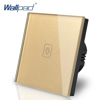 

1 Gang 1 Way Luxury EU Light Switch 86*86MM Wallpad Gold Glass Round Box EU European Standard LED Switch Touch Free Shipping