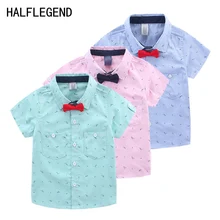 Рубашки для мальчиков, детская одежда, рубашки для мальчиков, Детская рубашка с короткими рукавами для мальчиков, рубашка с галстук-бабочка модные Костюмы детей топ, футболка для мальчиков От 2 до 8 лет