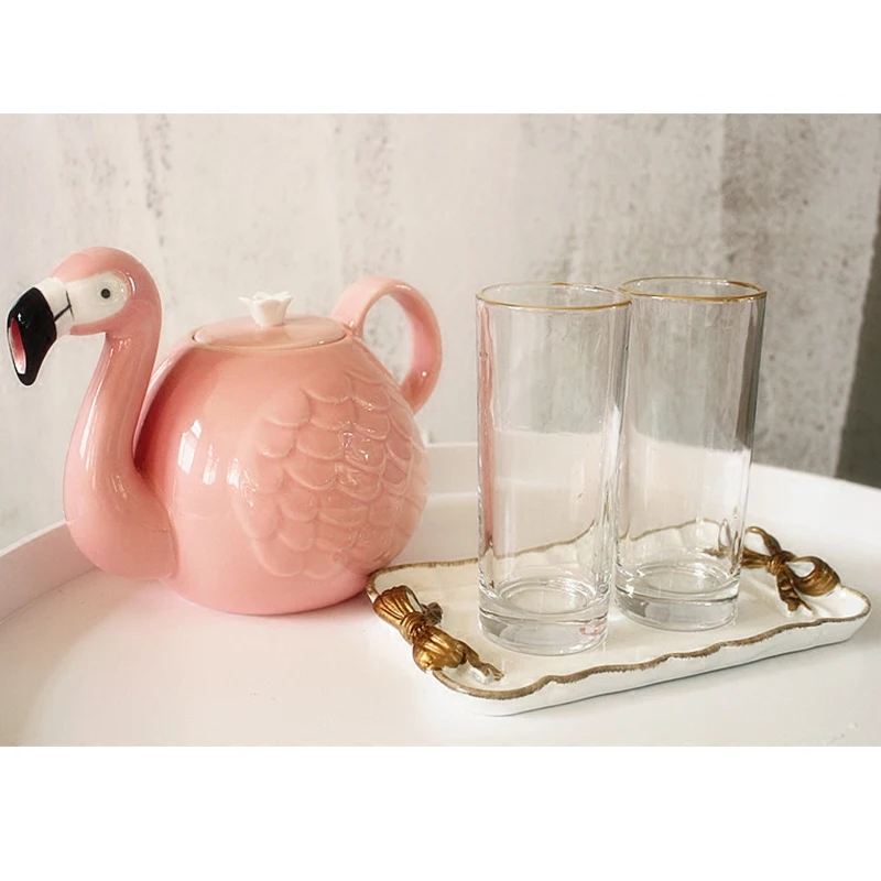 Flamingos Bird Teapot Cup Set 3D Animal Coffee Pot Mug Super Beauty ins Girl Pink Ceramic Cute Creative Birthday Xmas Gift