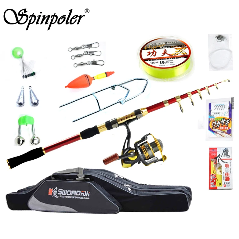 

Fishing Rod Combo Set 2.1m 2.4m 2.7m 3.0m 3.6m Telescopic Fishing Rod Full Kit Spinning Reel With Line Lures Hooks In Case