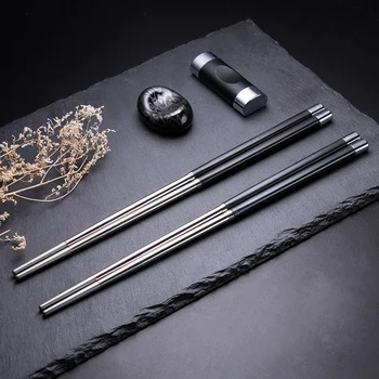 

Vacclo Stainless Steel Chopsticks Anti-slip Kitchen Tableware Rice Beef Sushi Long Chopsticks Exquisite Restaurant Dinnerware