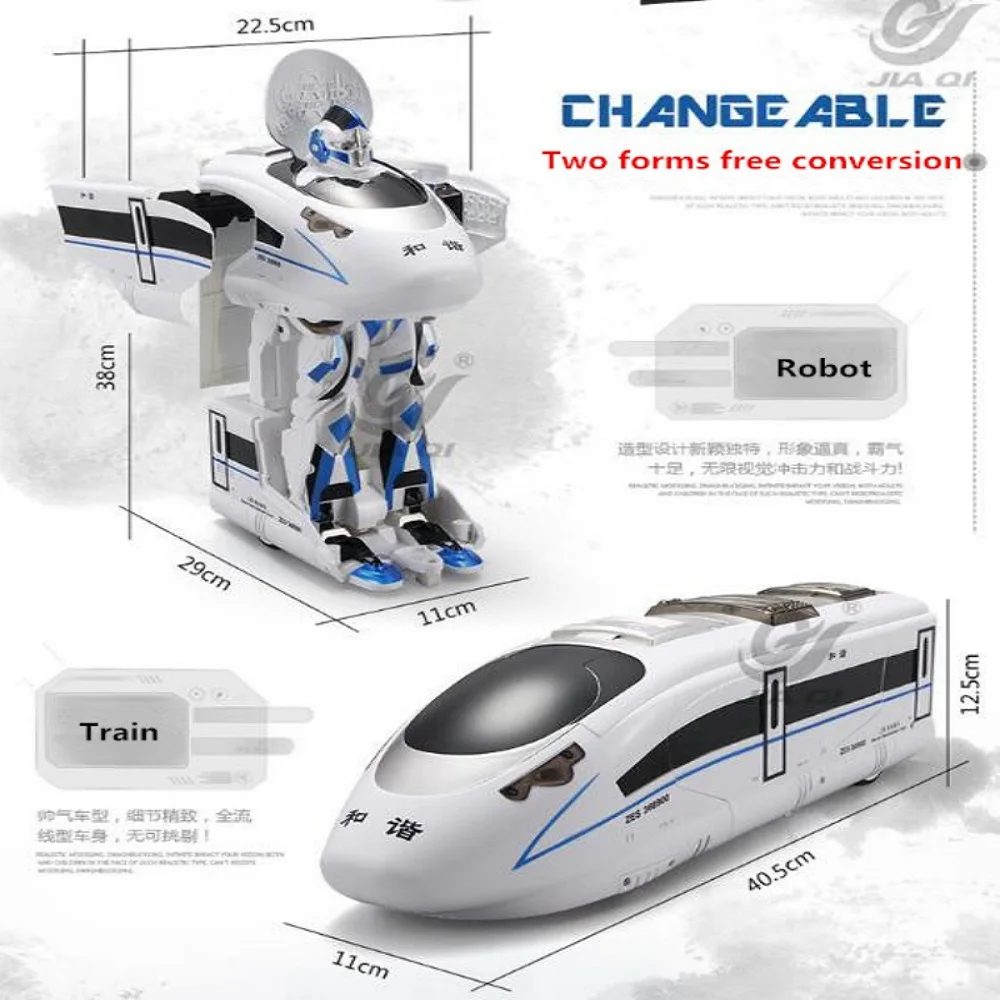 Голосовой пульт дистанционного управления один ключ деформация RC робот и поезд с голосовым светодиодный ным светом Детские RC игрушки rc высокоскоростной поезд