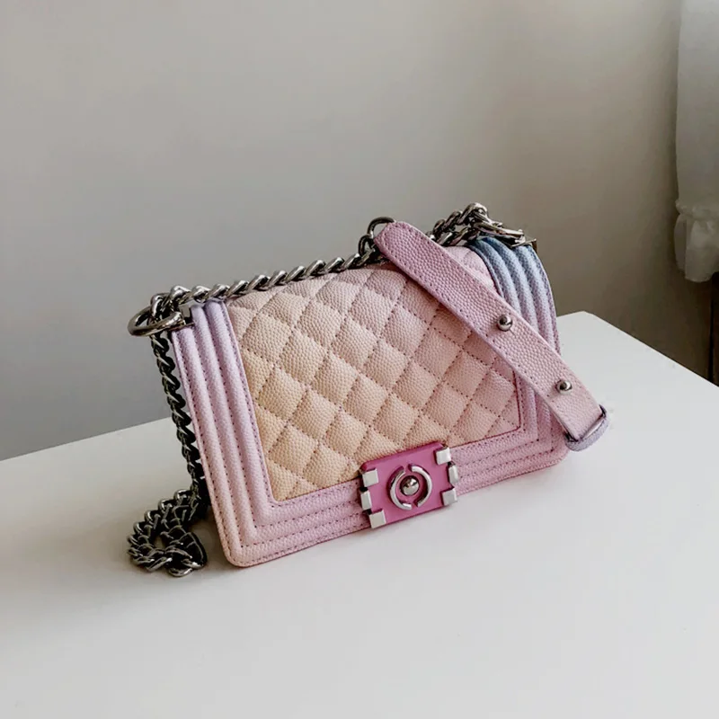 2018 new style customized genuine leather female bag rainbow pattern sideric chain bag cowhide woman 2018 new style customized genuine leather female bag rainbow pattern sideric chain bag cowhide woman