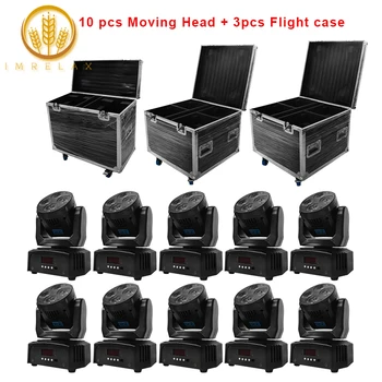 

IMRELAX 10pcs 4*10W RGBW 4in1 LED Moving Head Light Disco DJ Stage Effect Light With Flight Case Package