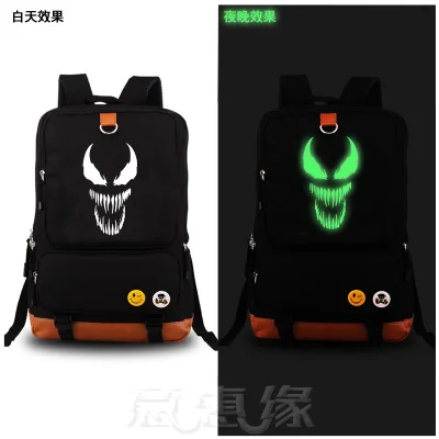 Фильм Venom рюкзак Человек-паук косплей нейлоновая школьная сумка светящиеся дорожные сумки
