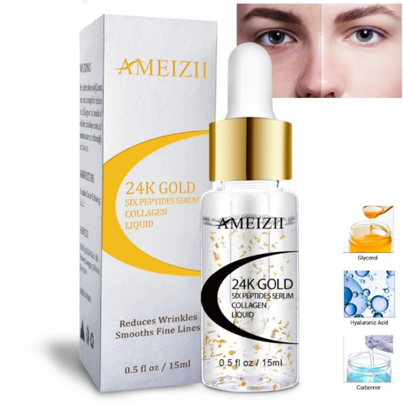 24K Gold Six сыворотка с пептидами Anti Wrinkle отбеливание коллагена укрепляющий крем для