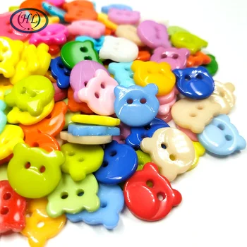 

HL 14MM 100pcs Mix Color Bear Head Flatback Resin Buttons DIY Scrapbooking Children's Garment Sewing Accessories