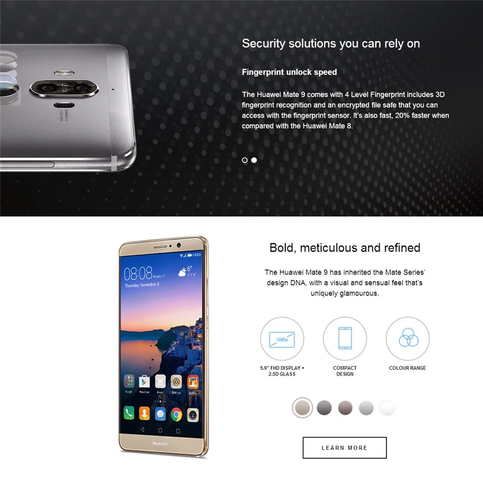 best huawei cell phone International Firmware HuaWei Mate 9 4G LTE Cell Phone Kirin 960 Android 7.0 5.9" FHD 1920X1080 6GB RAM 128GB ROM 20.0MP NFC latest cellphone of huawei