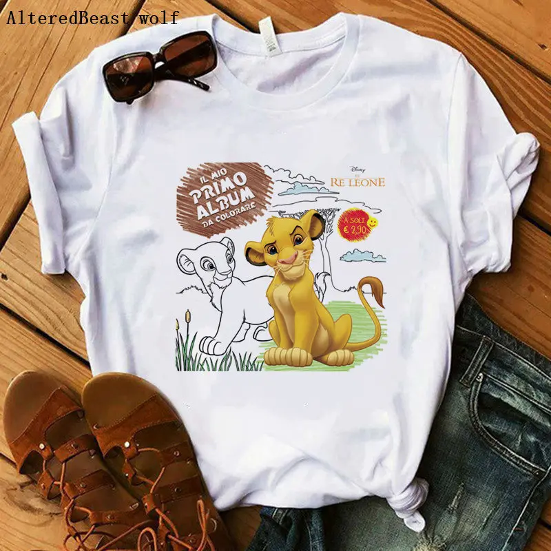 

New hot summer t shirts Women cartoon vogue Hakuna Matata Lion King Print Leisure T-shirt Short Sleeve O Neck loose fashion tee