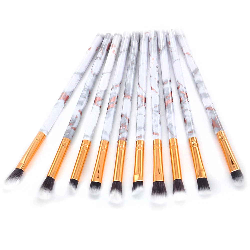 

10 PCS Eye Makeup Brushes Set Professional Lightweight Plastic Handle Marble Pattern make up brushes Maquiagem small brush