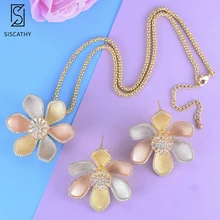 SisCathy AAA Cubic Zirconia Drop Pendant WaterDrop Necklace/Earrings Sets for Women Wedding Bridal Statement Jewelry Set SisCathy AAA Cubic Zirconia Drop Pendant WaterDrop Necklace/Earrings Sets for Women Wedding Bridal Statement Jewelry Set