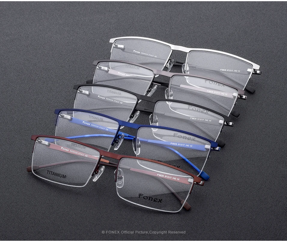 FONEX сплав оптические очки рамки для мужчин Сверхлегкий рецепт квадратные очки полуоправы близорукость без винтов очки 8826