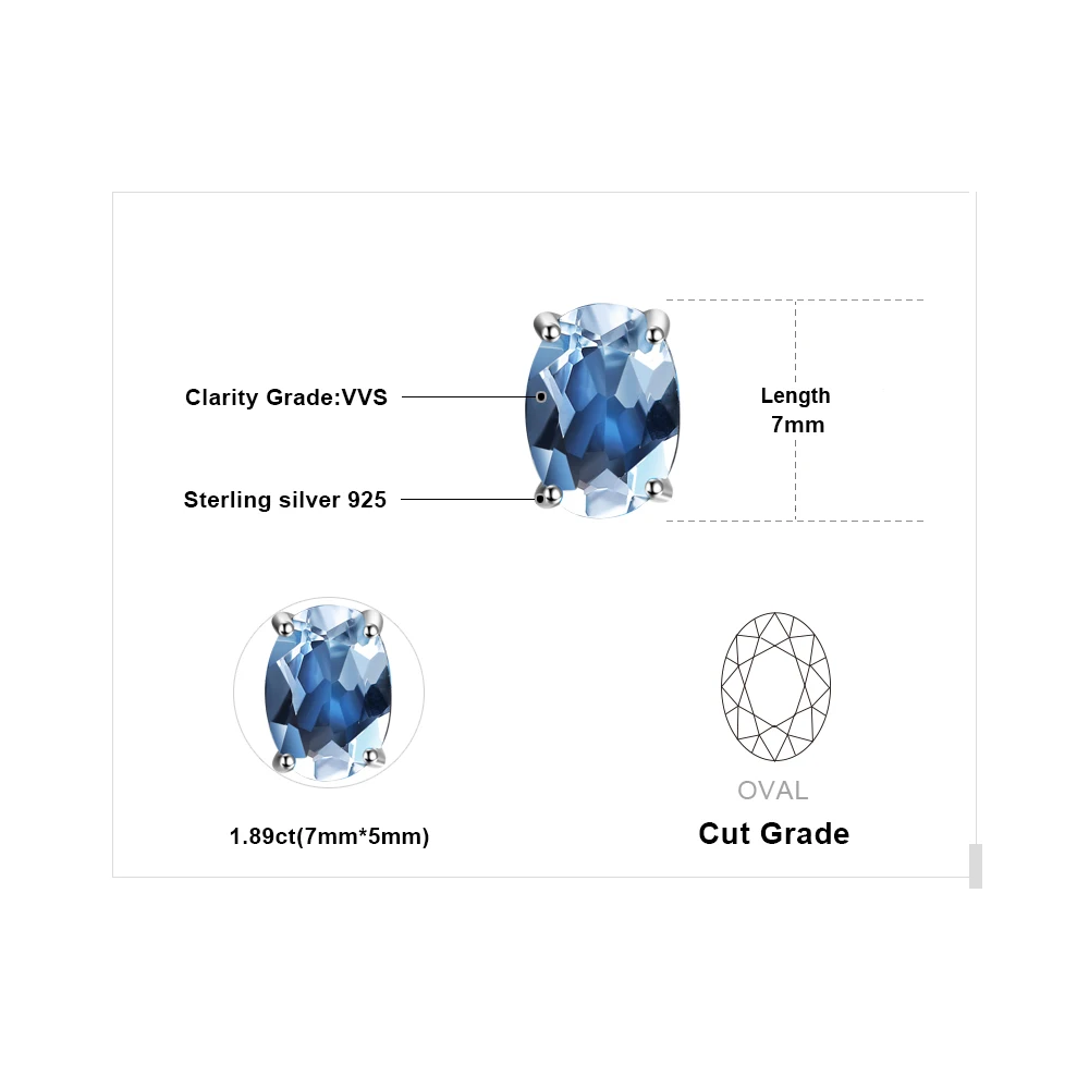 JewelryPalace Oval 1.9ct Natural Sky Blue Topaz Birthstone Stud Earrings Solid 925 Sterling Silver 2018 Fine Jewelry For Women