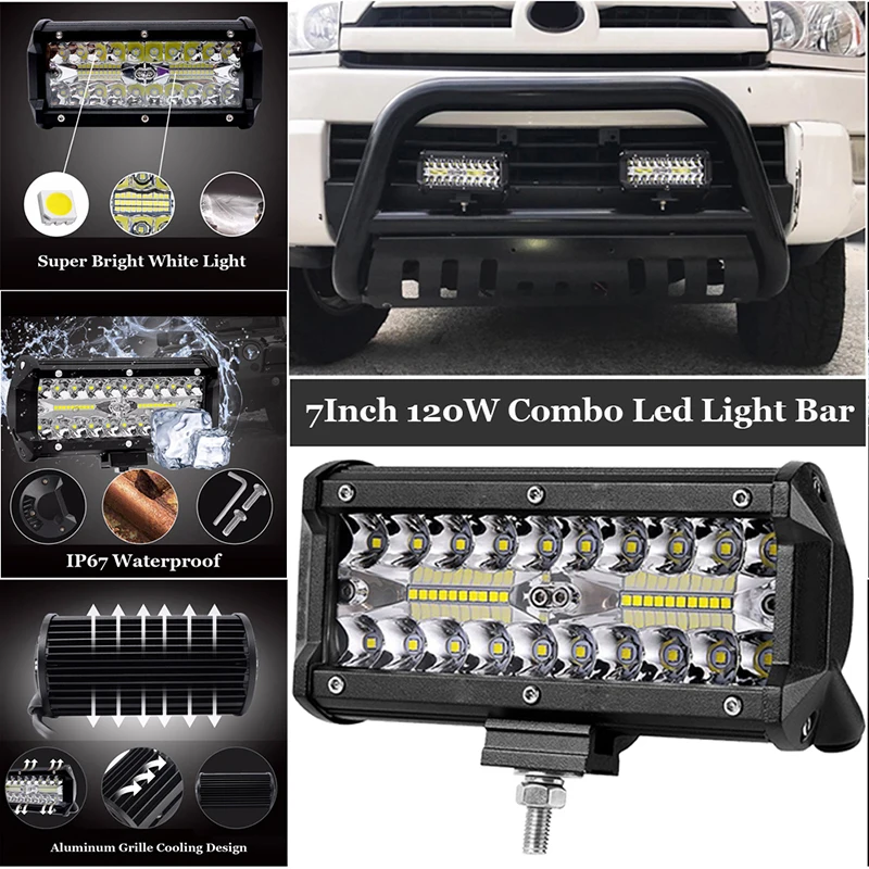 120 W HA CONDOTTO LA Luce del Lavoro Bar Flood Spot del Fascio Offroad 4WD Guida La Lampada Della Nebbia Bianco Freddo