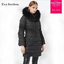 Зима модный бренд 90% серый гусиный пух куртка женская с капюшоном с воротником из настоящего меха толстое теплое длинное пуховое пальто wq146