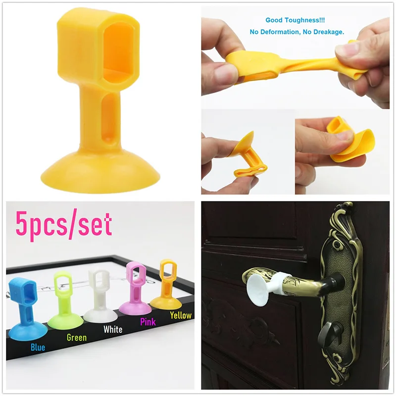 

Perforation Free Silicone Door Stoppers Anti-Collision Door Handle Doorknob Bumper FPing