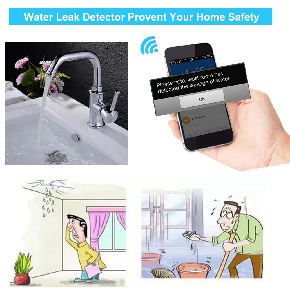 Topvico wifi детектор утечки воды Сигнализация приложение Контроль беспроводной датчик утечки воды Обнаружение перелива дома система безопасности