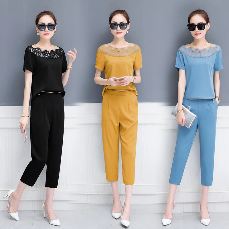 Conjunto Feminino темперамент офисные комплект из двух предметов топ и брюки модный