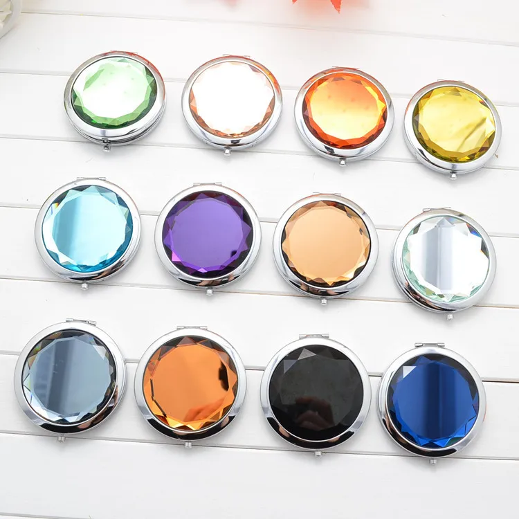 Espelho de Maquiagem Presente do Casamento Mulher Dobrável Espelho Compacto Cristal Metal Bolso Cosmético 100 Pçs - Lote 70mm 7 Beleza e saúde