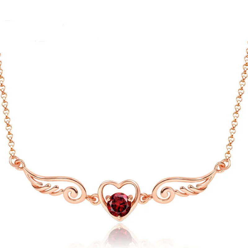 

LANZYO 925 sterling garnet Pendants fashion gift for women jewelry necklaces pendants Angel wings lp060601ags