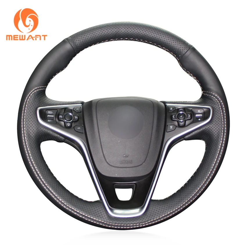 MEWANT удобный ручной сшитый черный из натуральной кожи чехол рулевого колеса автомобиля для Opel Insignia- Vauxhall Insignia