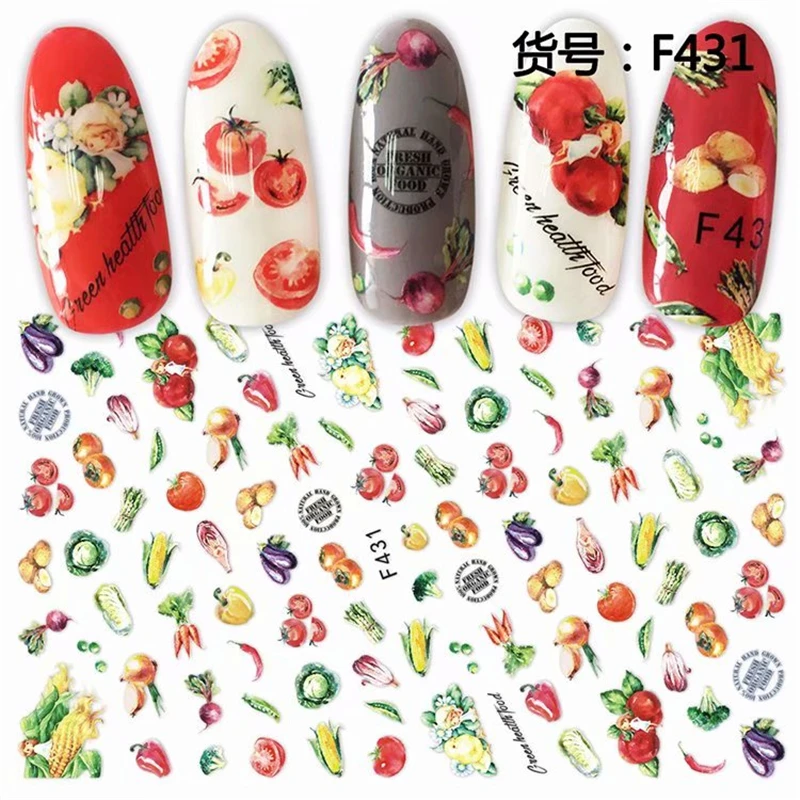 

5 sheets Self-adhesive fruit flower 3d Nail Decal Stickers creative Manicure Nail Art Decoration Accessories Supplies F429-433